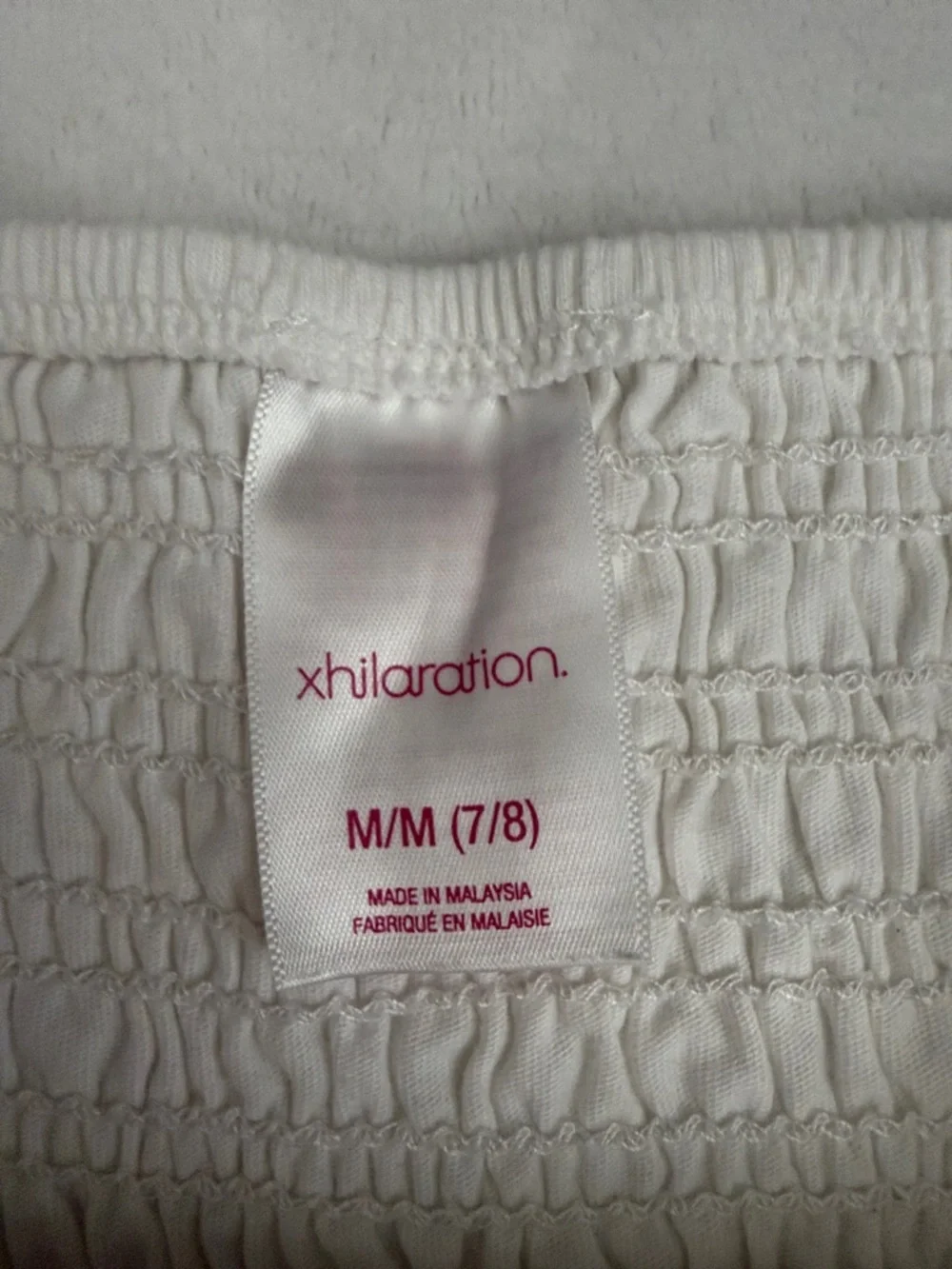 Xhilaration | Ruffle Smocked Halter Tie Neck Swim Coverup Dress White (M 7/8) - Picture 5 of 11